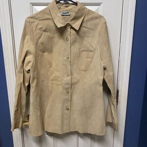 Marsh Landing 100% Leather Coat Jacket Beige Women's  Suede Button Up Tan